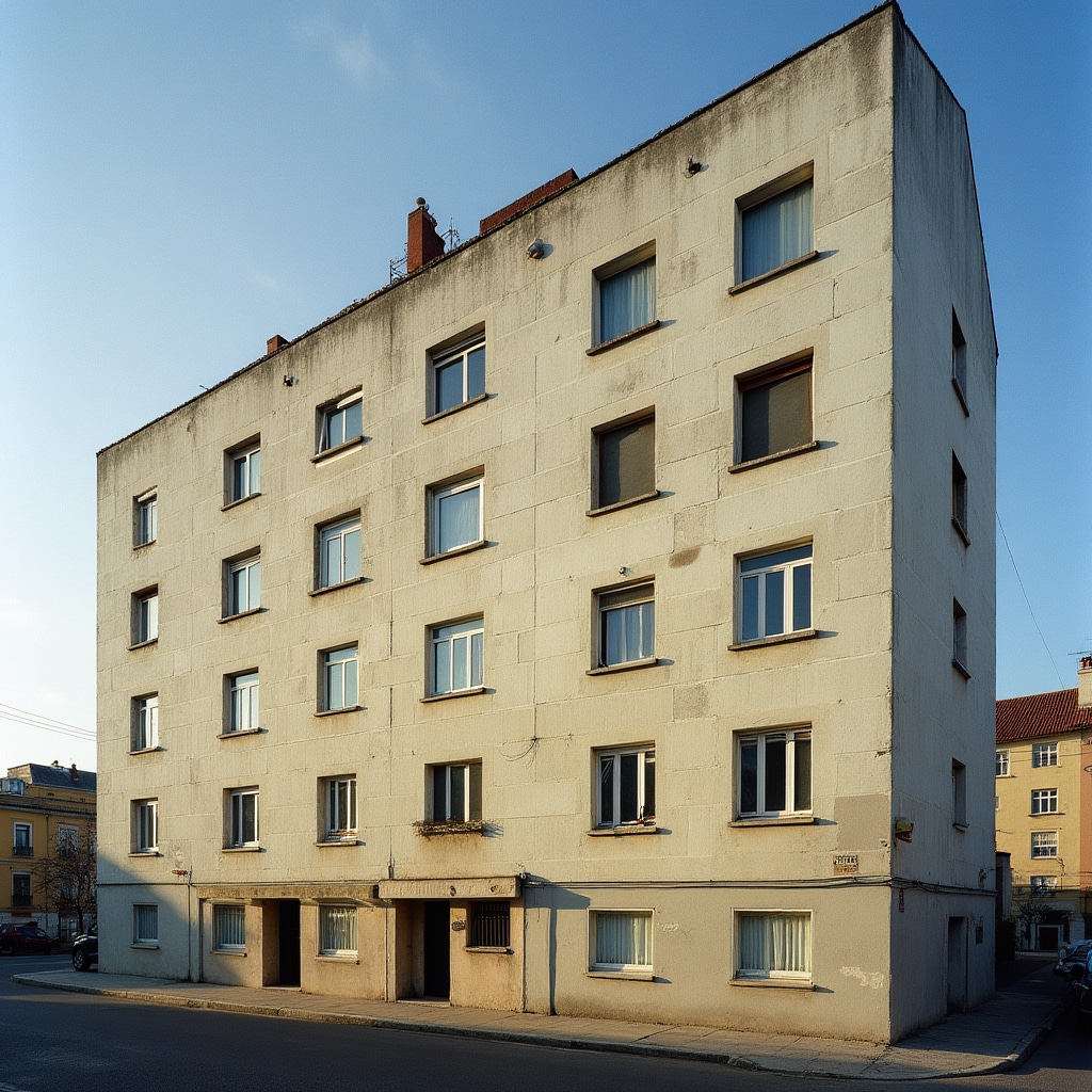Residential apartment building in Lisbon showing typical Portuguese architecture